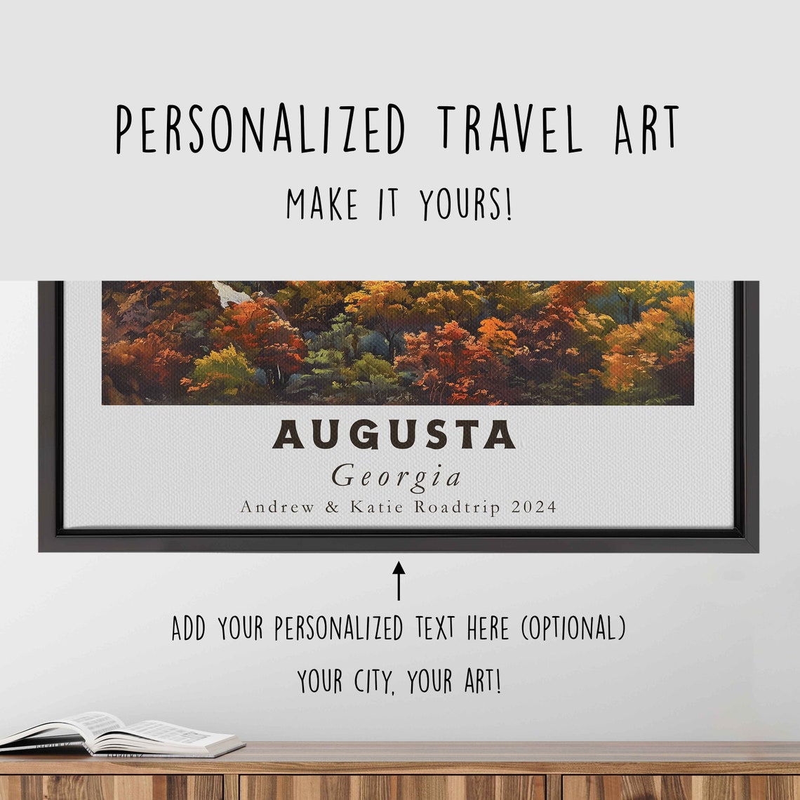 Augusta Georgia Autumn River Aerial Fall Foliage Town View Poster - Image 4