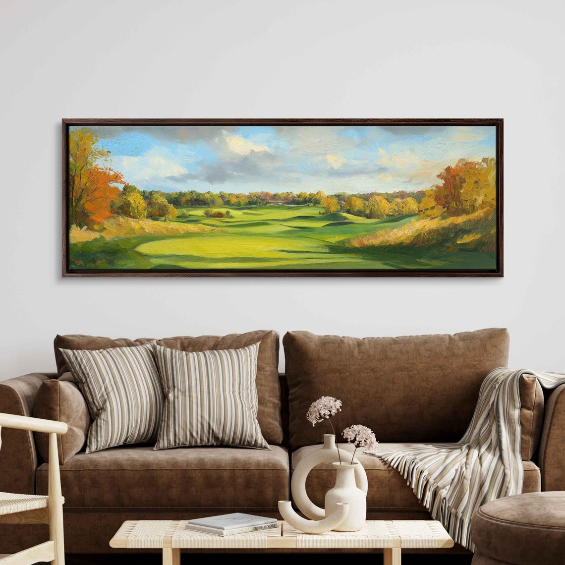 Rolling Golf Fairway In Golden Autumn Light With Orange Trees Poster - Image 3