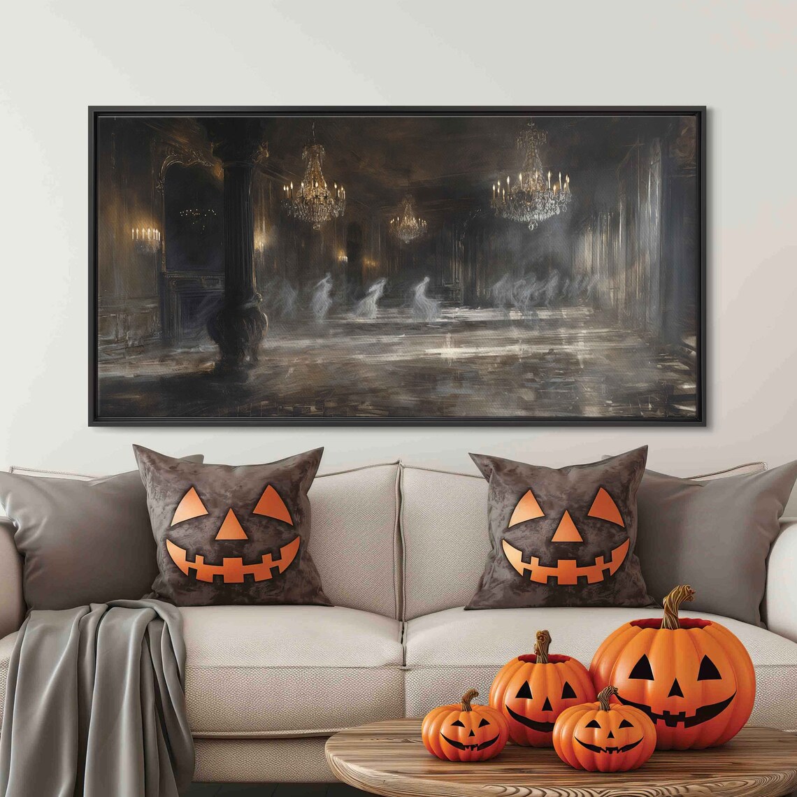 Ghostly Dancers Victorian Ballroom Crystal Chandelier Haunted Print - Image 3