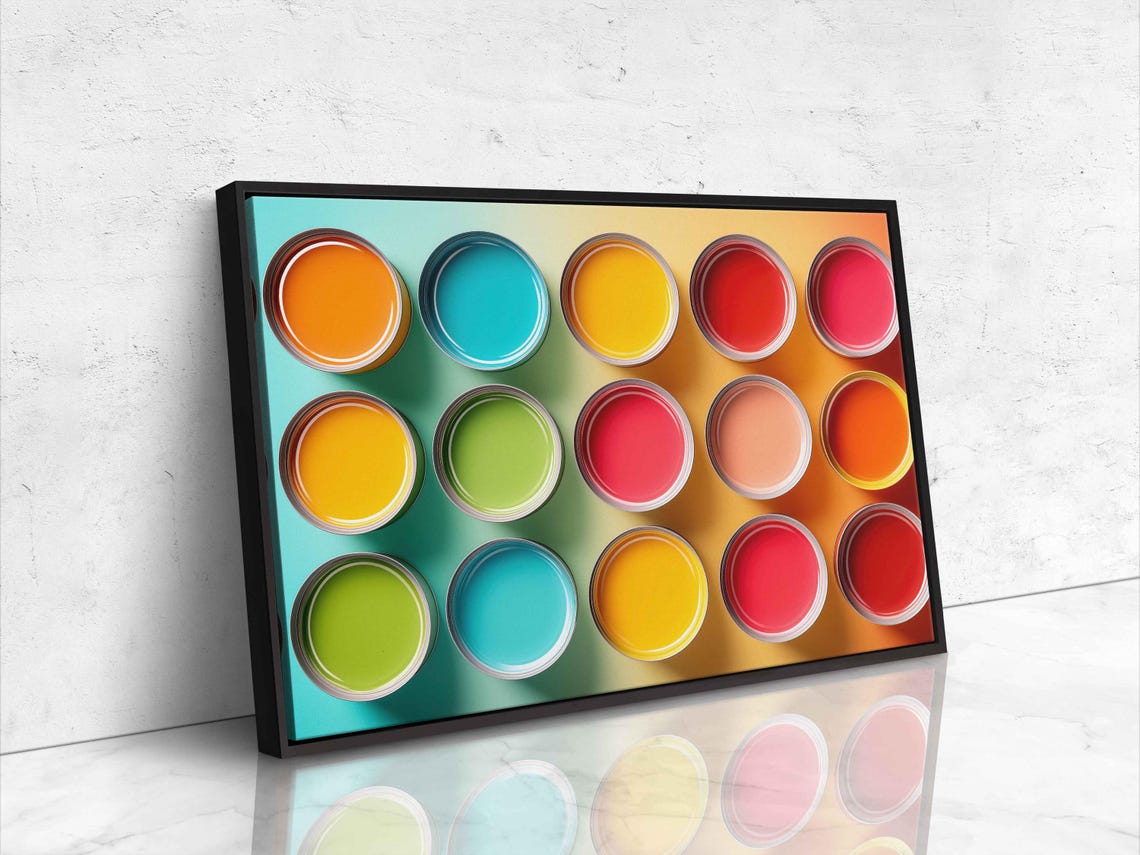 Colorful Paint Cans Grid Pop Art Rainbow Palette Studio Print - Image 4
