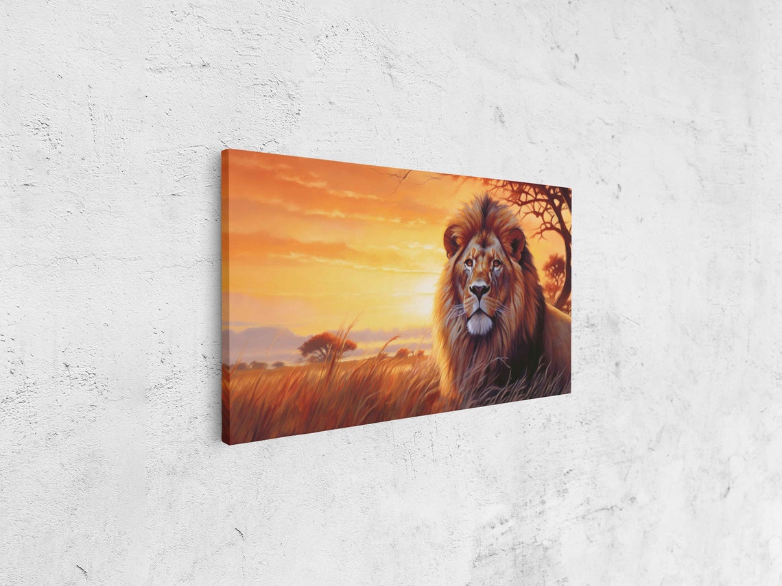 African Lion Acrylic Painting Framed Print Ready To Hang Gift For Leo - Image 4