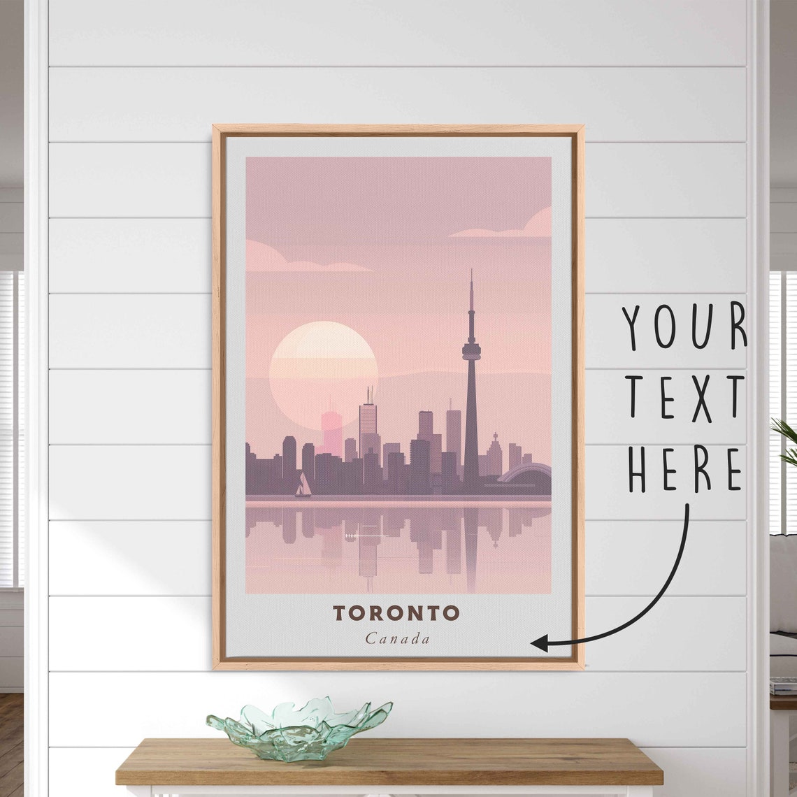 Toronto Canada CN Tower Skyline Pink Sunset Lake View Poster