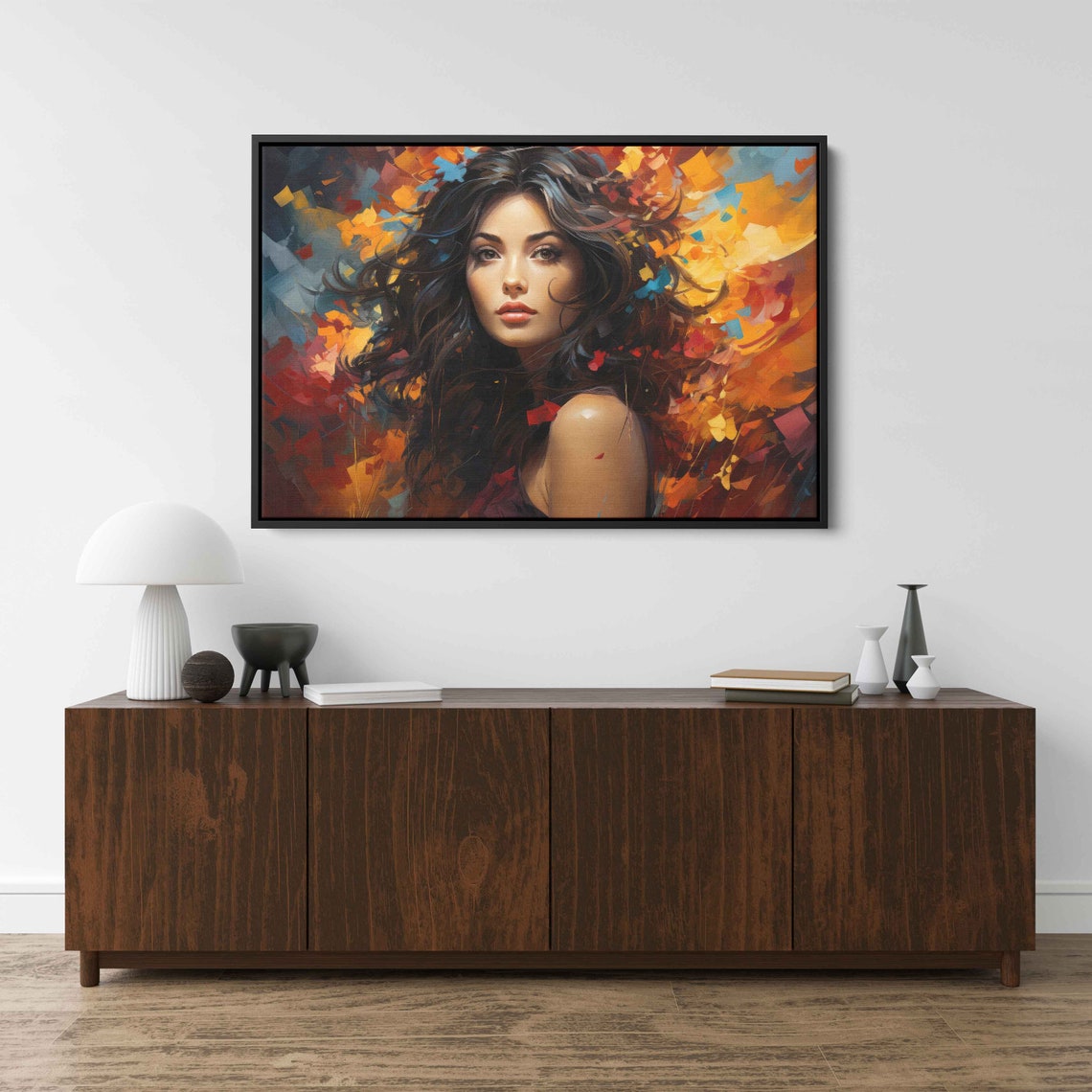 Palette Knife Woman Portrait Autumn Colors Modern Abstract Lady Art - Image 2