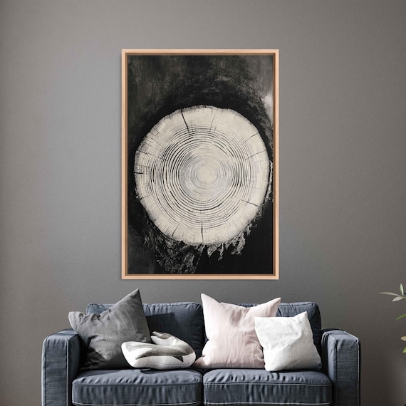 Tree Rings Art Wall Art Print Vintage Black And White Design Organic Wood Beauty