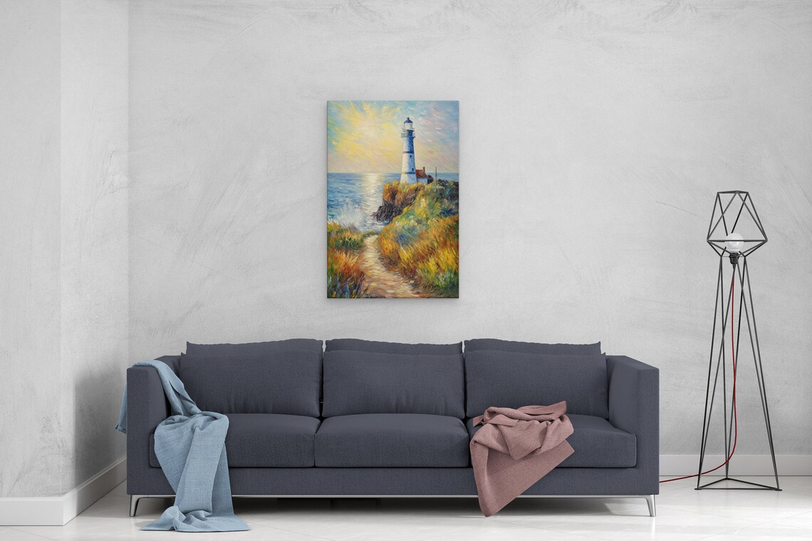 Lighthouse Impressionist Art Print, Living Room Decor - Image 3