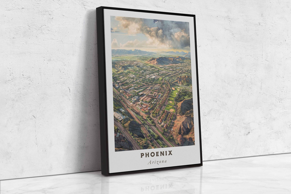 Phoenix Arizona Aerial Desert Mountains Golf Course Valley Poster - Image 2