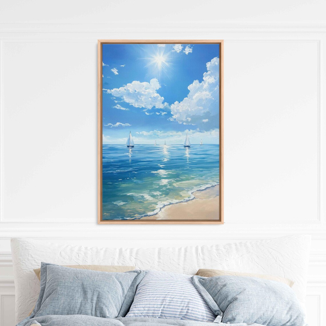 Peaceful Ocean View With Sailboats Art Print - Image 3
