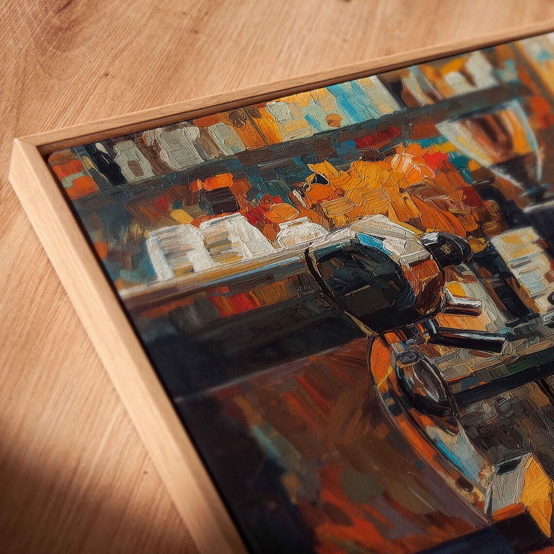 Barista Crafting Iced Coffee At Warm Espresso Bar Painting Print - Image 2
