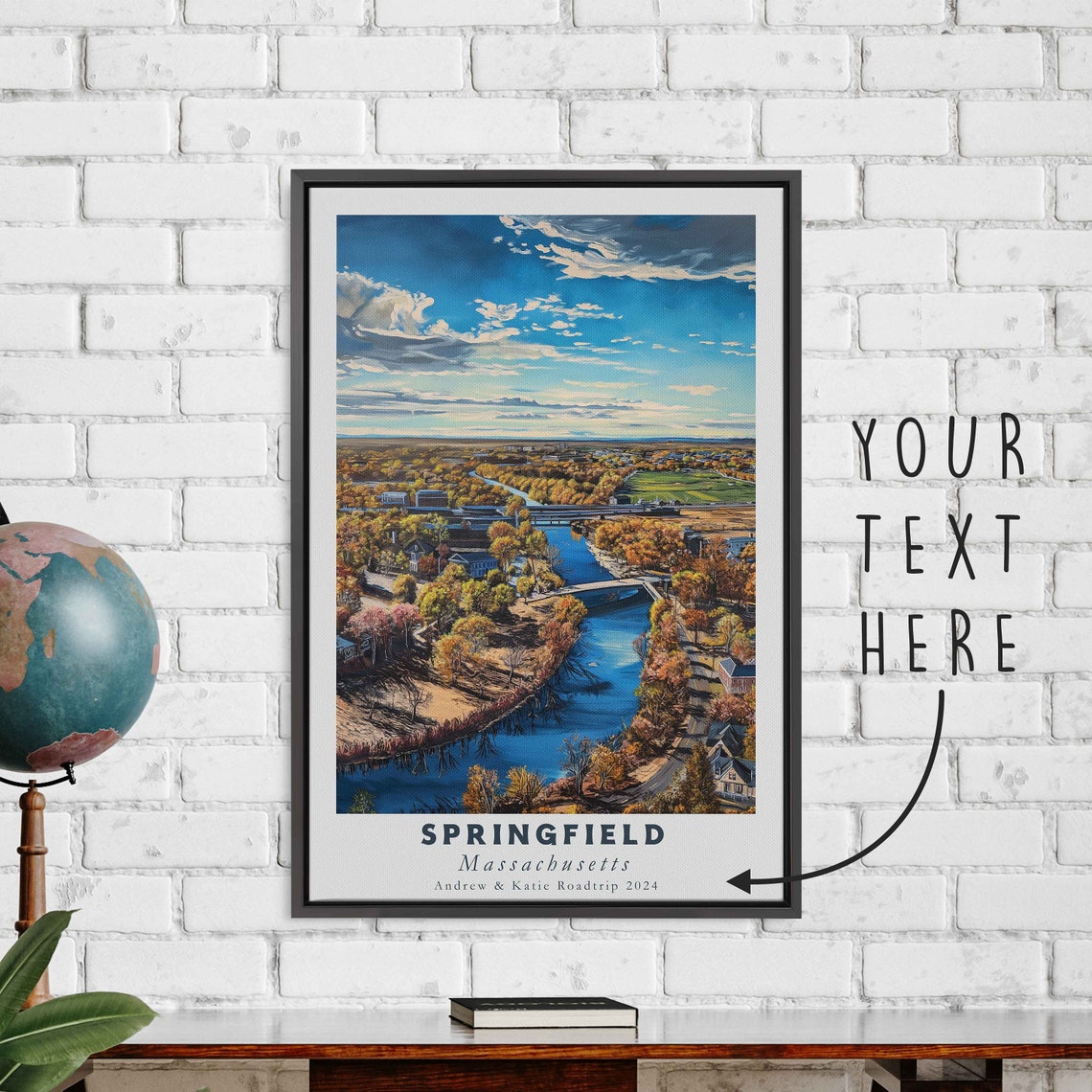 Springfield Massachusetts Autumn River Bridges Aerial View Art Print - Image 3