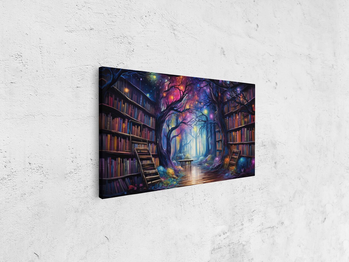 Magical Enchanted Library Tree Of Knowledge, Fantasy Art - Image 4