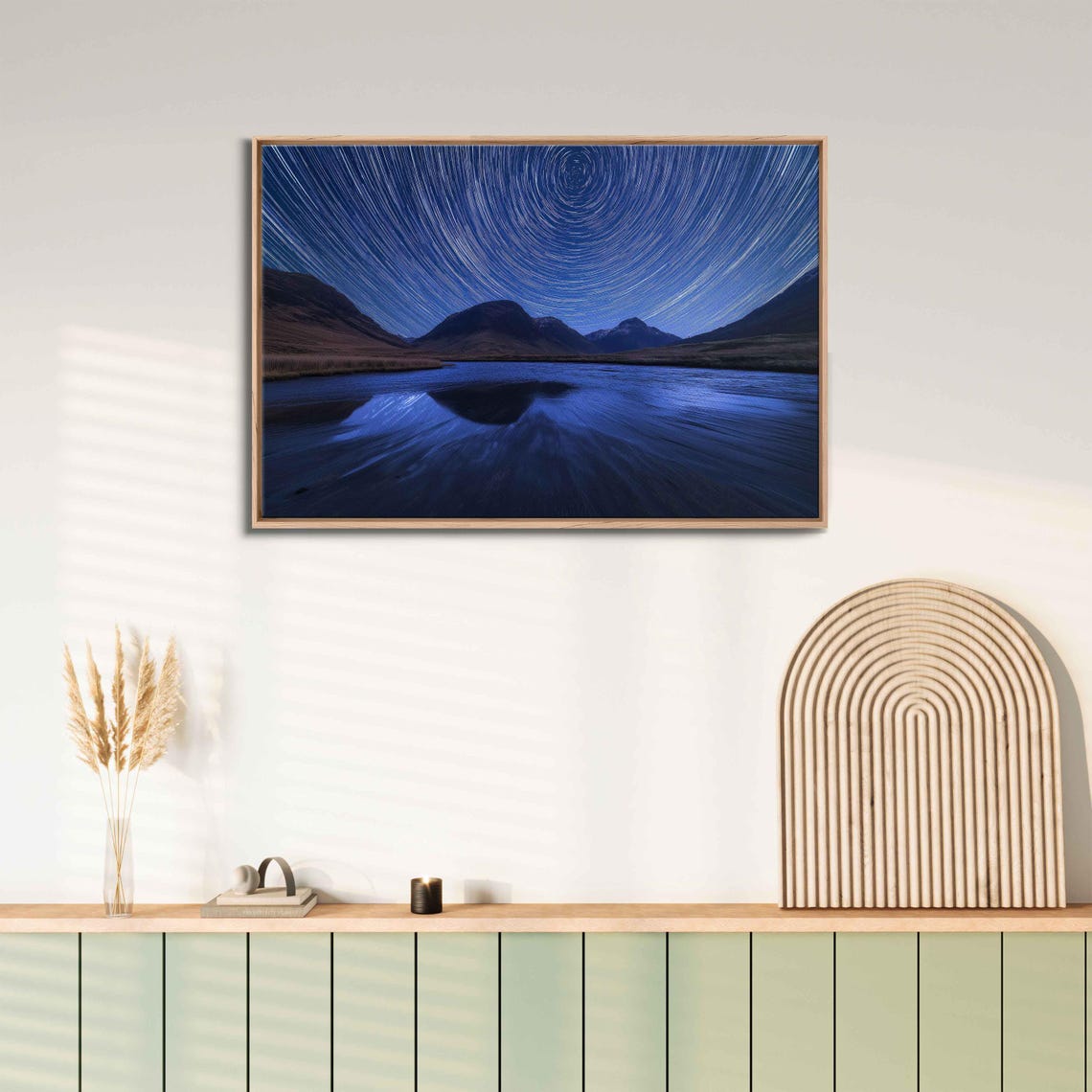 Starry Night Over Mountains Wall Art Print Luminous Constellations Tranquil Nature - Image 3