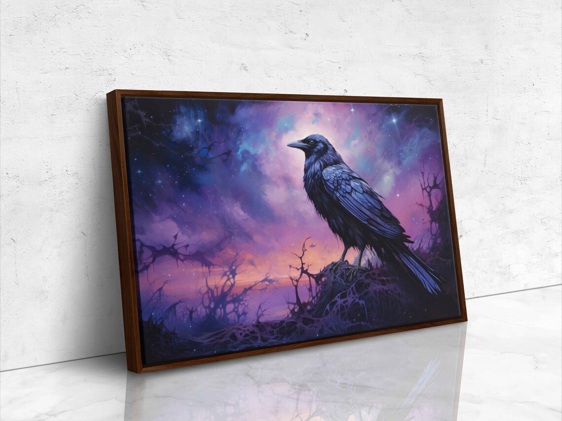Crow Watercolor Art Print, Colorful Skies Poster - Image 4