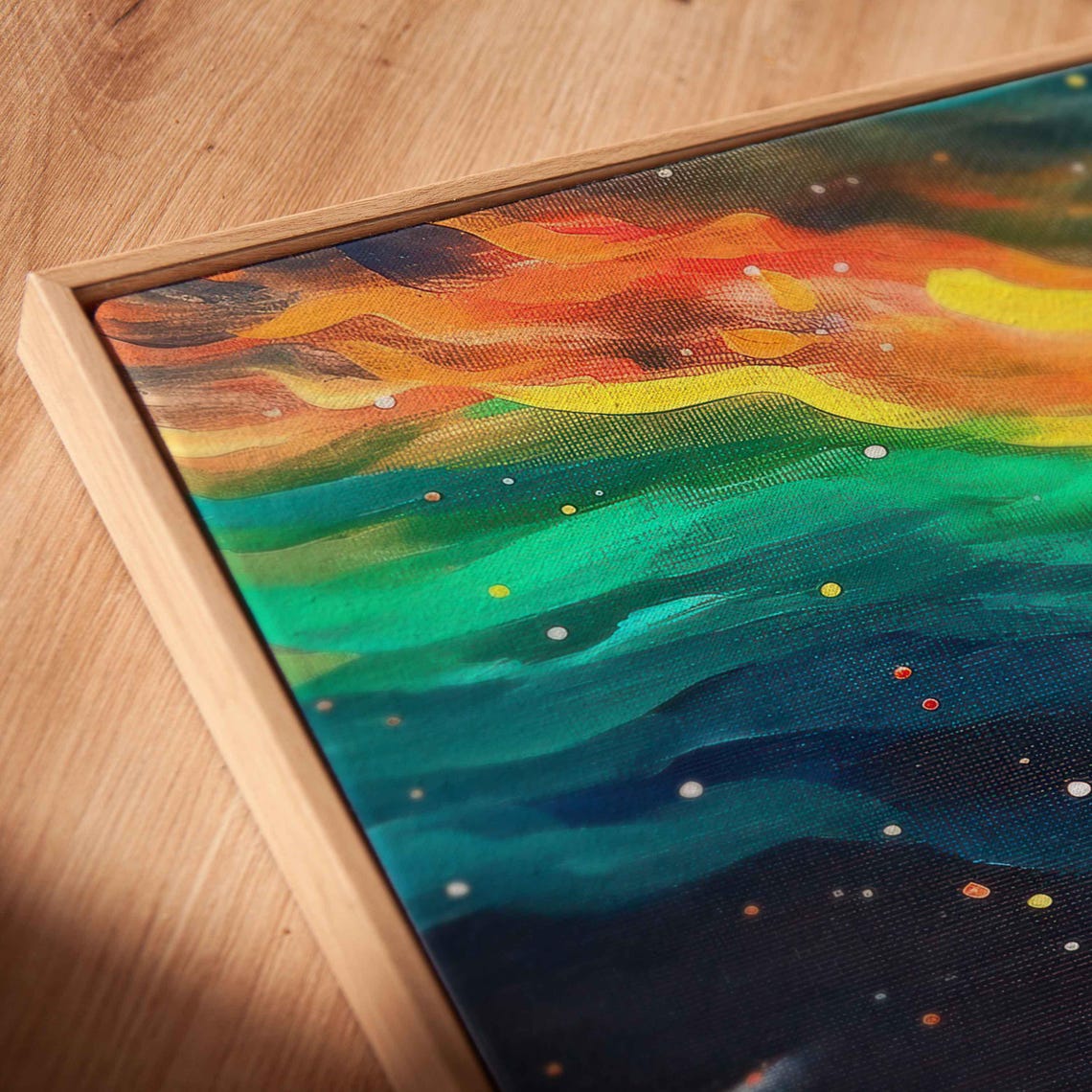 Swirling Aurora Night Sky Over Snowy Cabins And Lodge Glow Poster - Image 2