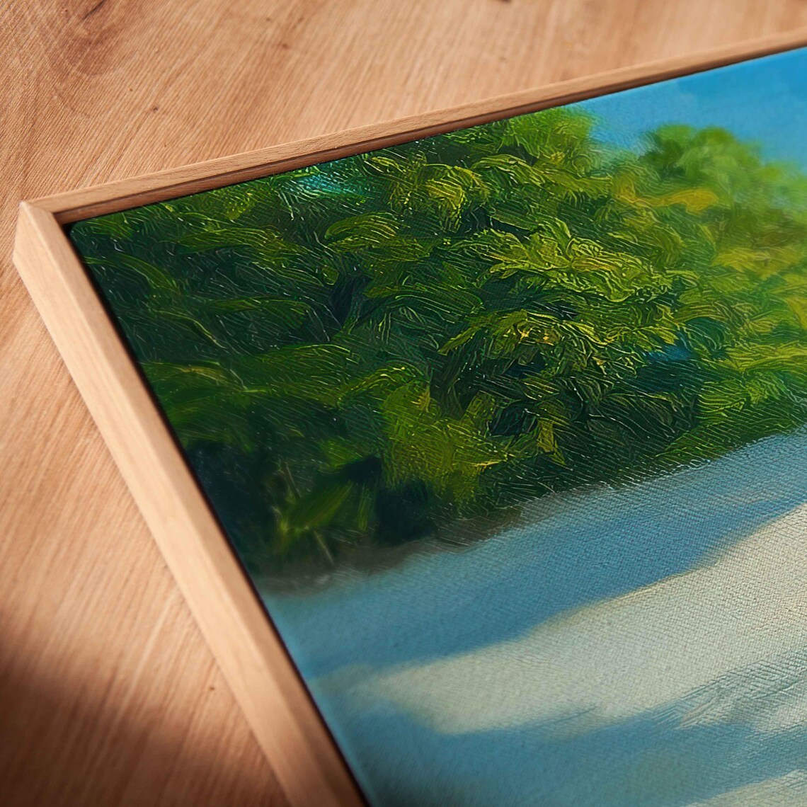 Tropical Paradise Beach Panoramic Painting Turquoise Water White Sand Palm Trees Poster - Image 2
