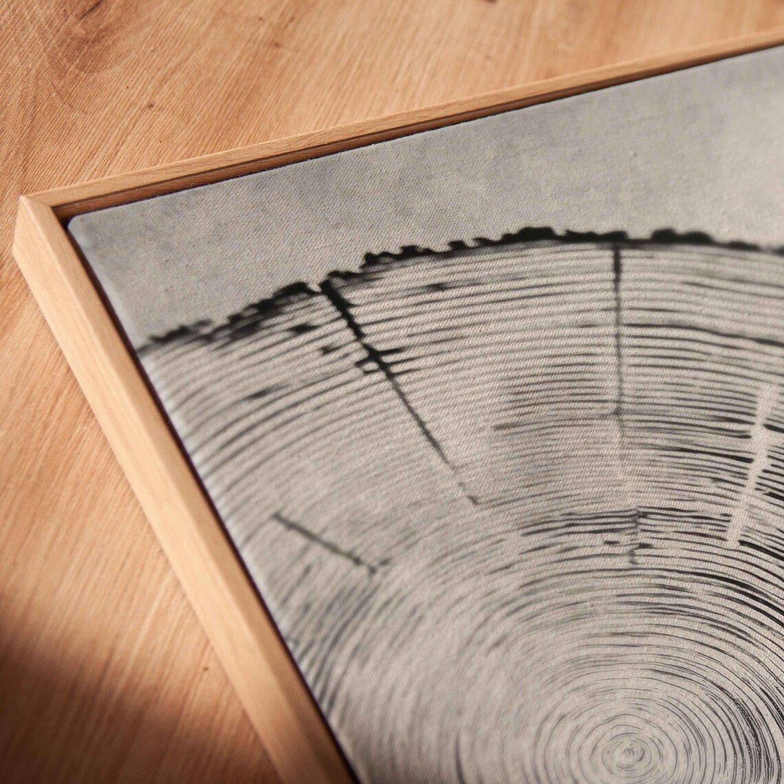Tree Rings Monochrome Art Print, Detailed Wood Grain - Image 2
