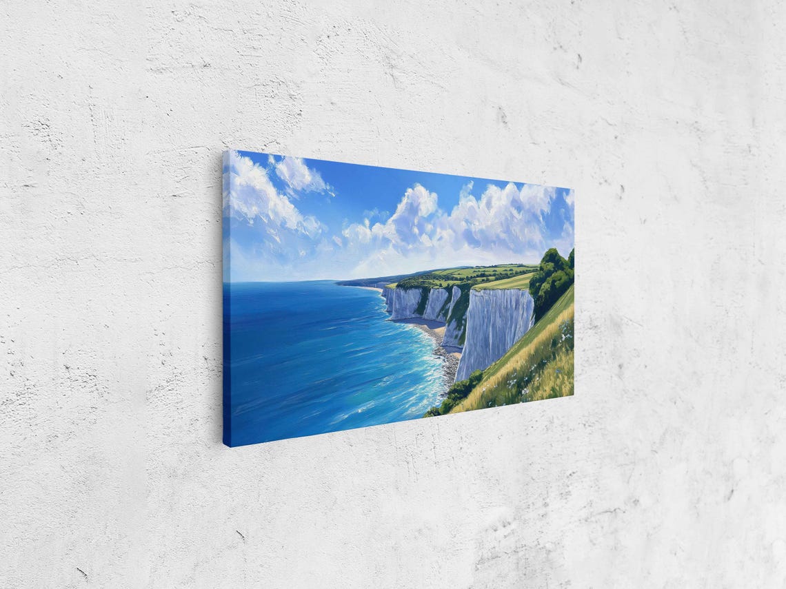 White Cliffs of Dover Sunlit Coastal Cliffs Over Blue Sea Poster - Image 4