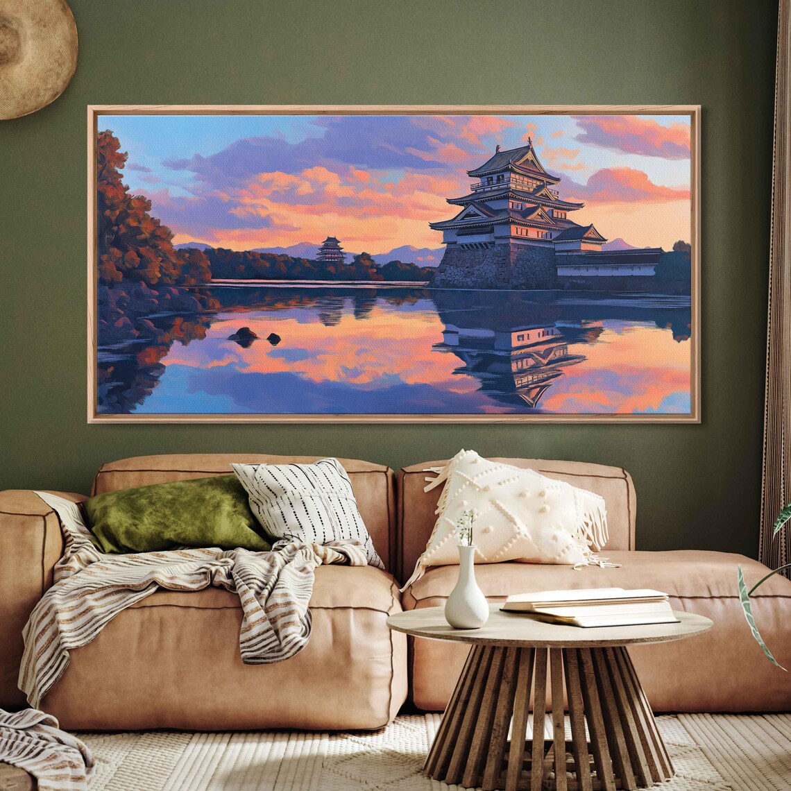 Ancient Japanese Castle Reflection, Serene Lake View