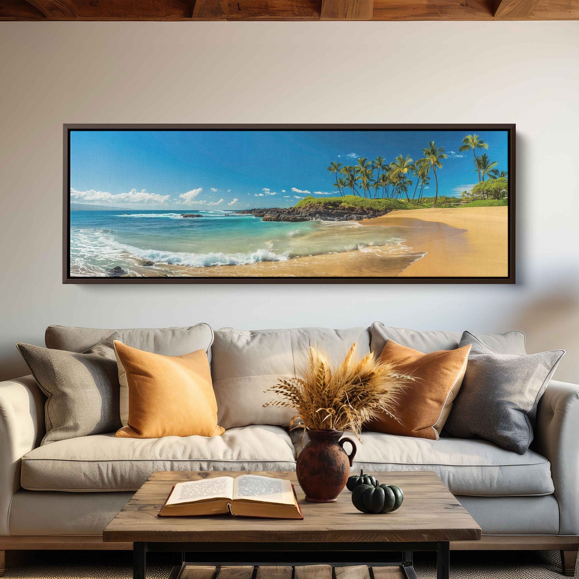 Tropical Beach Photograph Palm Trees Ocean Waves Wall Art Print Ready To Hang - Image 3