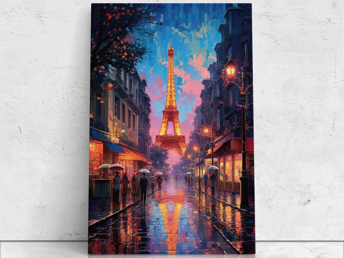 Paris, France Eiffel Tower Modern Oil Painting Art Print