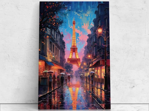 Paris, France Eiffel Tower Modern Oil Painting Art Print
