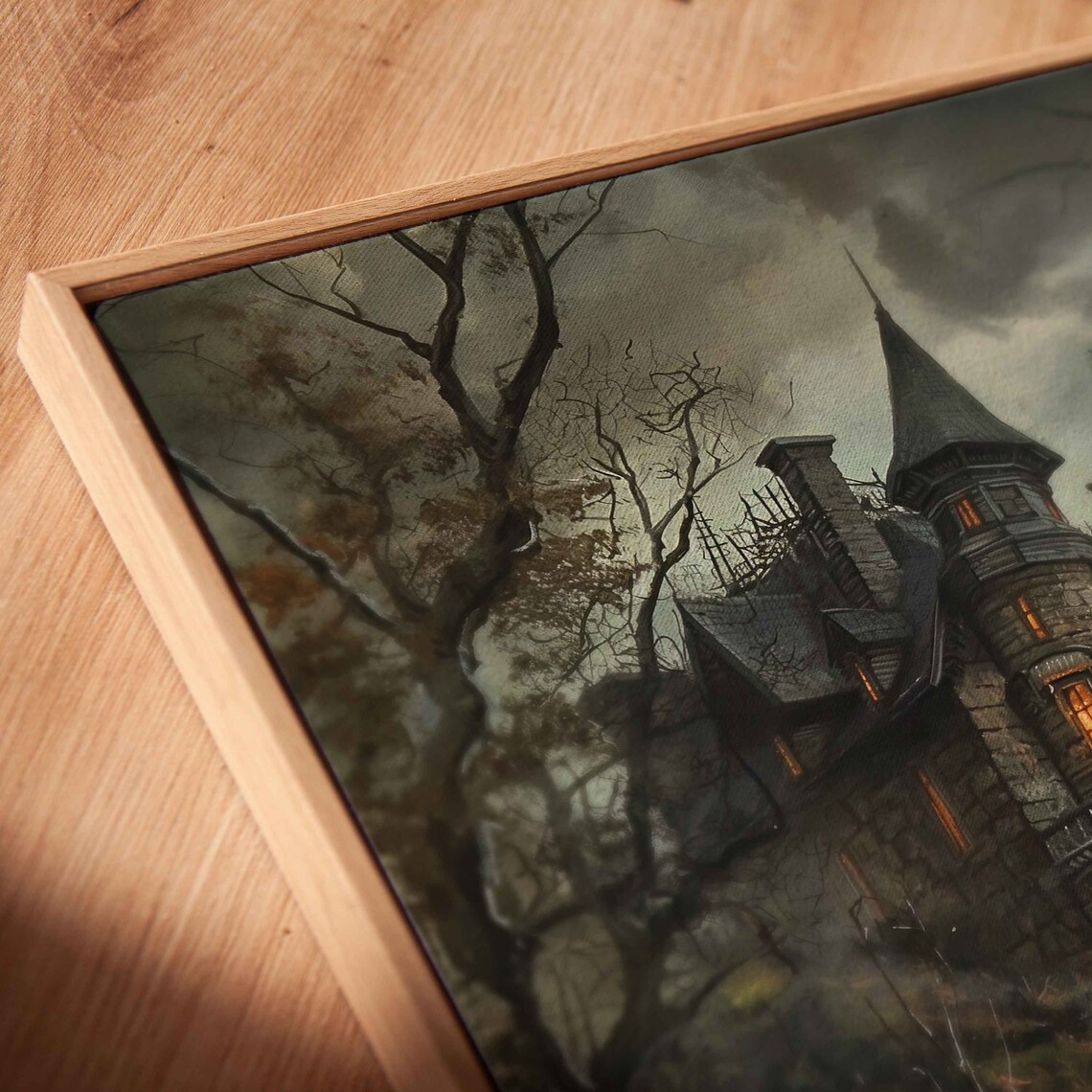Eerie Mansion on a Hill, Halloween Wall Art Print - Image 2
