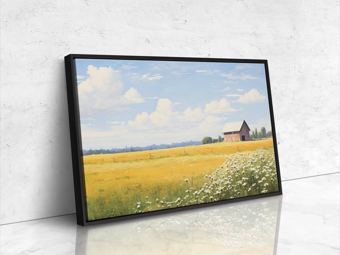 Rustic Farm Vintage Painting Framed Print Ready To Hang Farmhouse Decor - Image 4