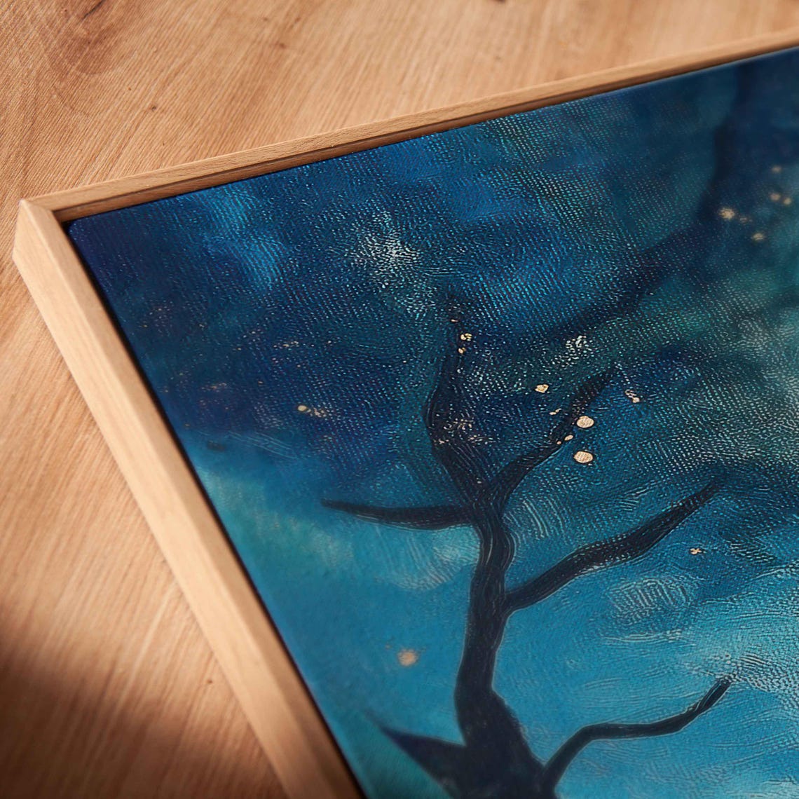 Mystical Night Sky Wall Art Print Swirling Stars Celestial Figures Golden Spirals - Image 2