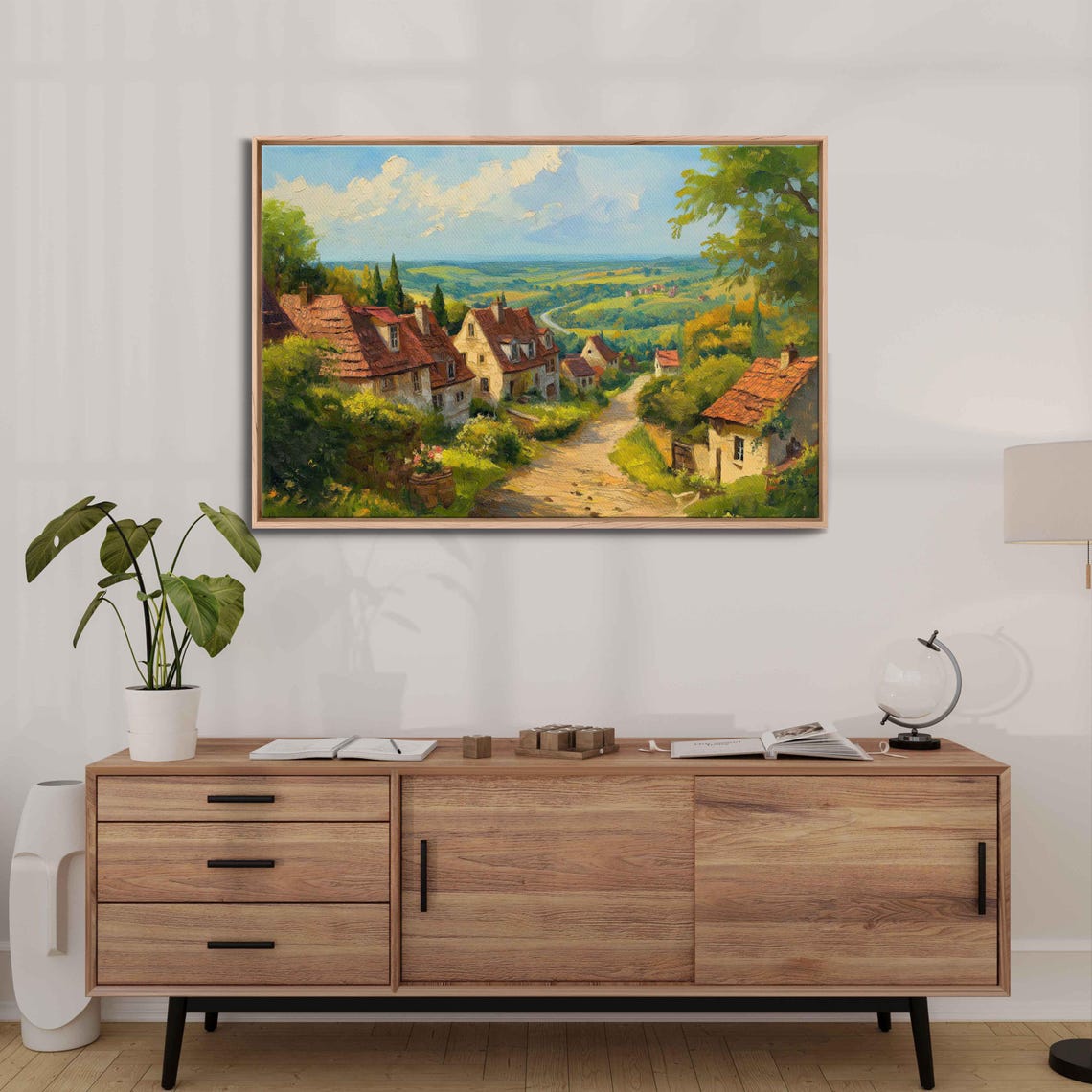 European Village Cottages Red Roofs Rolling Green Hills Poster - Image 3