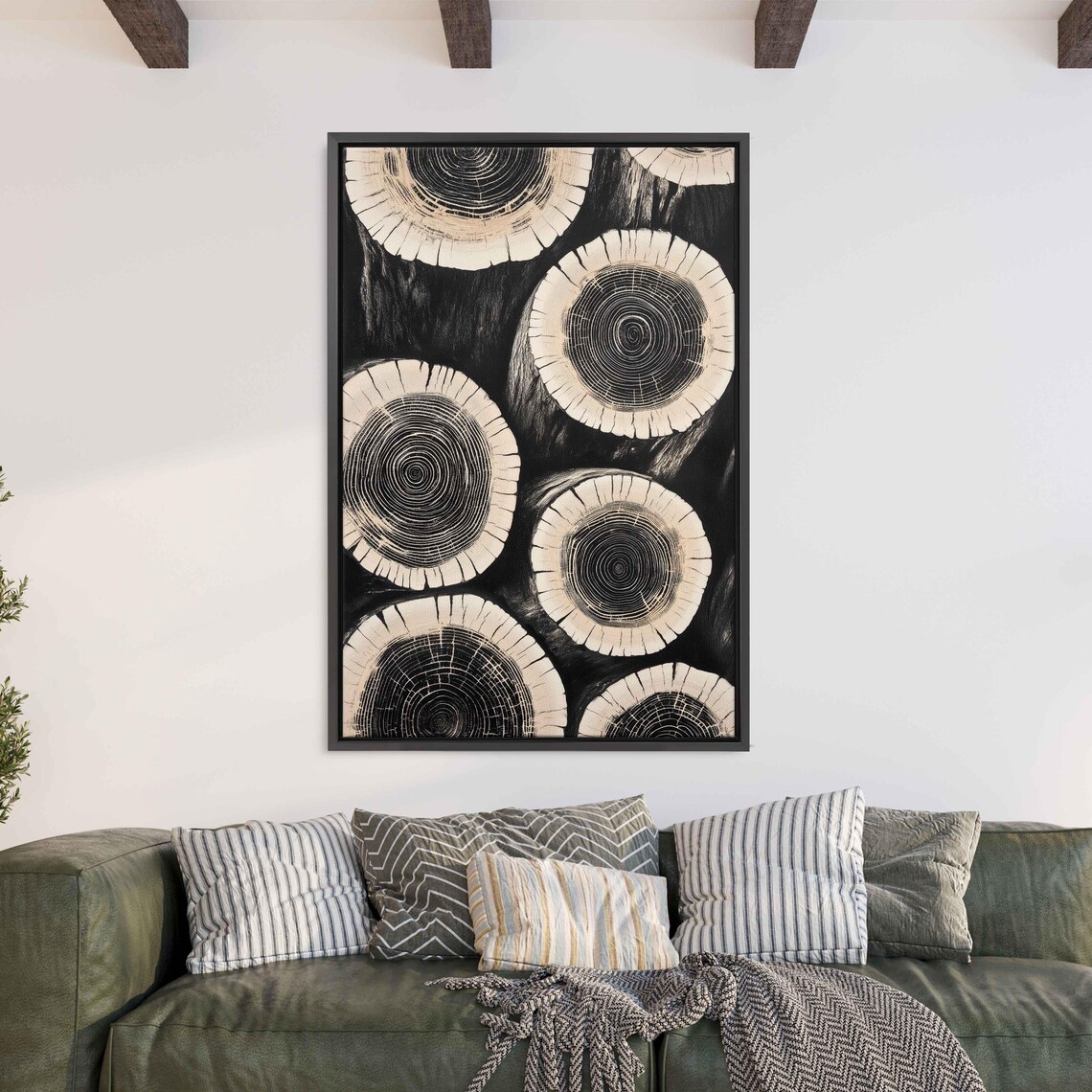 Elegant Black And White Tree Rings Art Print
