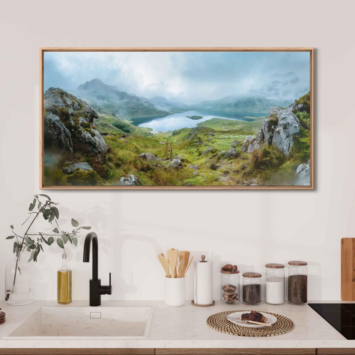 Misty Irish Mountain Lake Panoramic Lush Green Valley Travel Poster