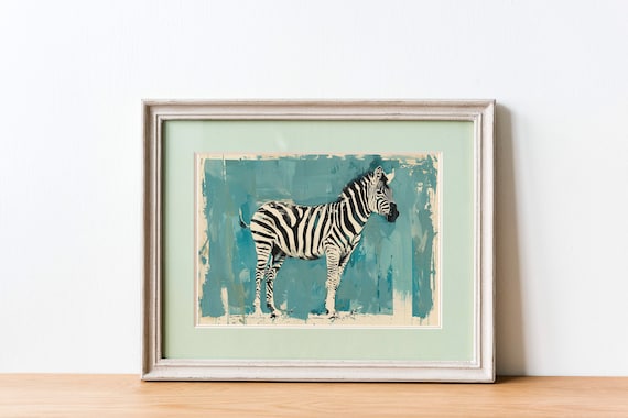Blue Zebra Art Print Poster Wall Pop Animal Decor
