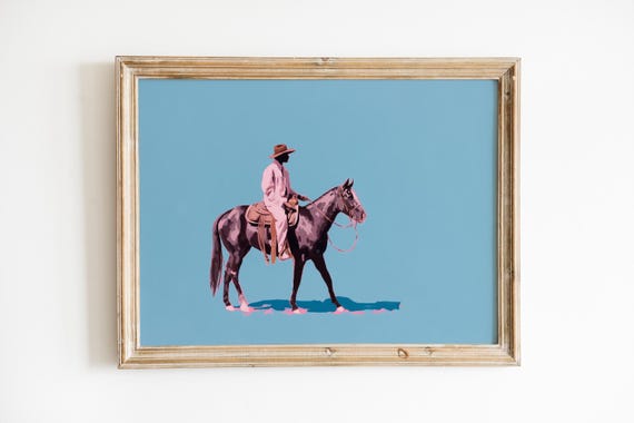 Modern Cowboy Art Print Pastel Western Decor