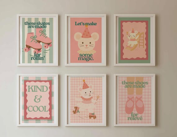 Whimsical Mouse Ballet Print Set Pastel Nursery Wall Art 6 Posters Pdf