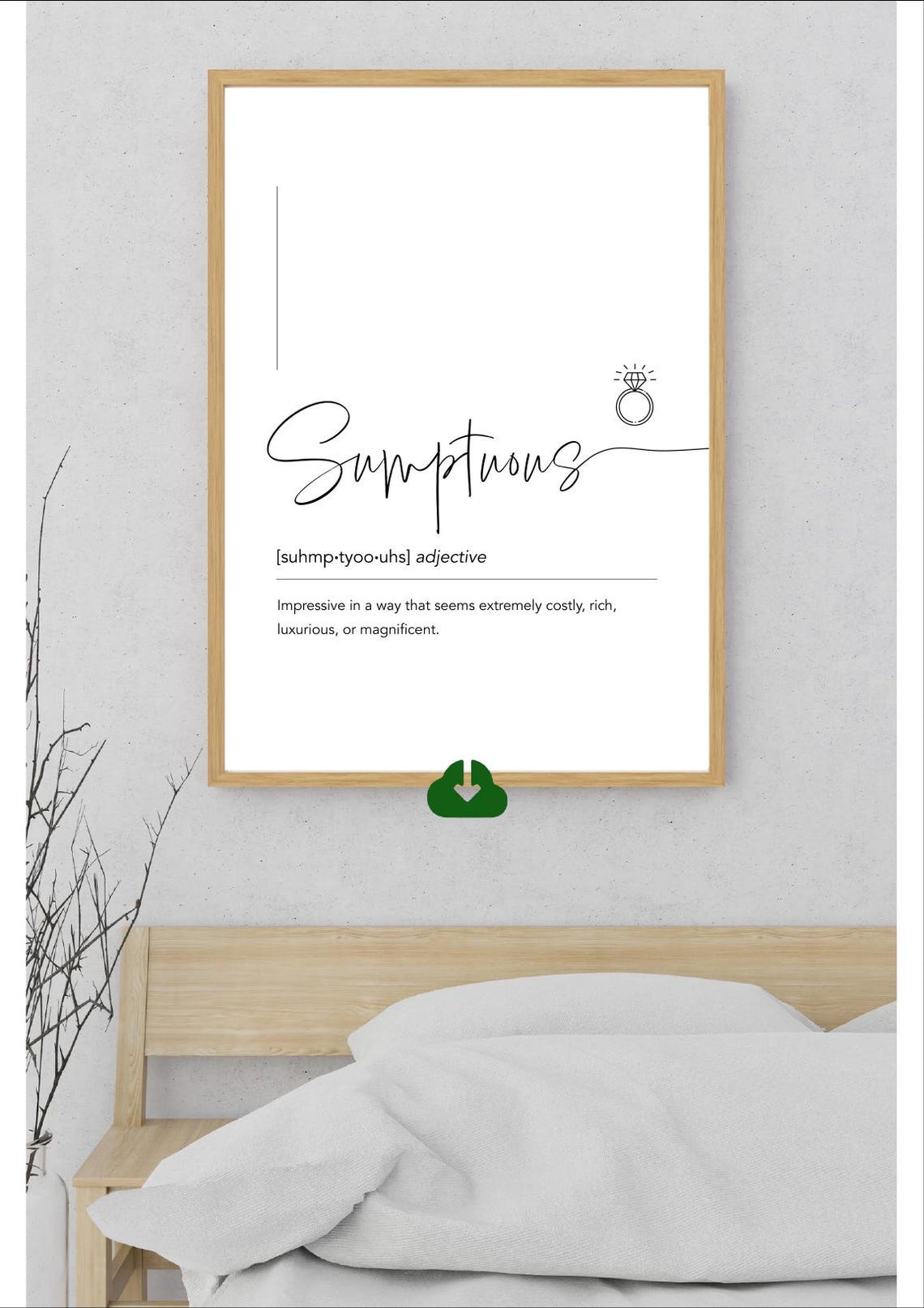 Sumptuous Script Definition Black Luxurious Diamond Ring Art Poster - Image 2