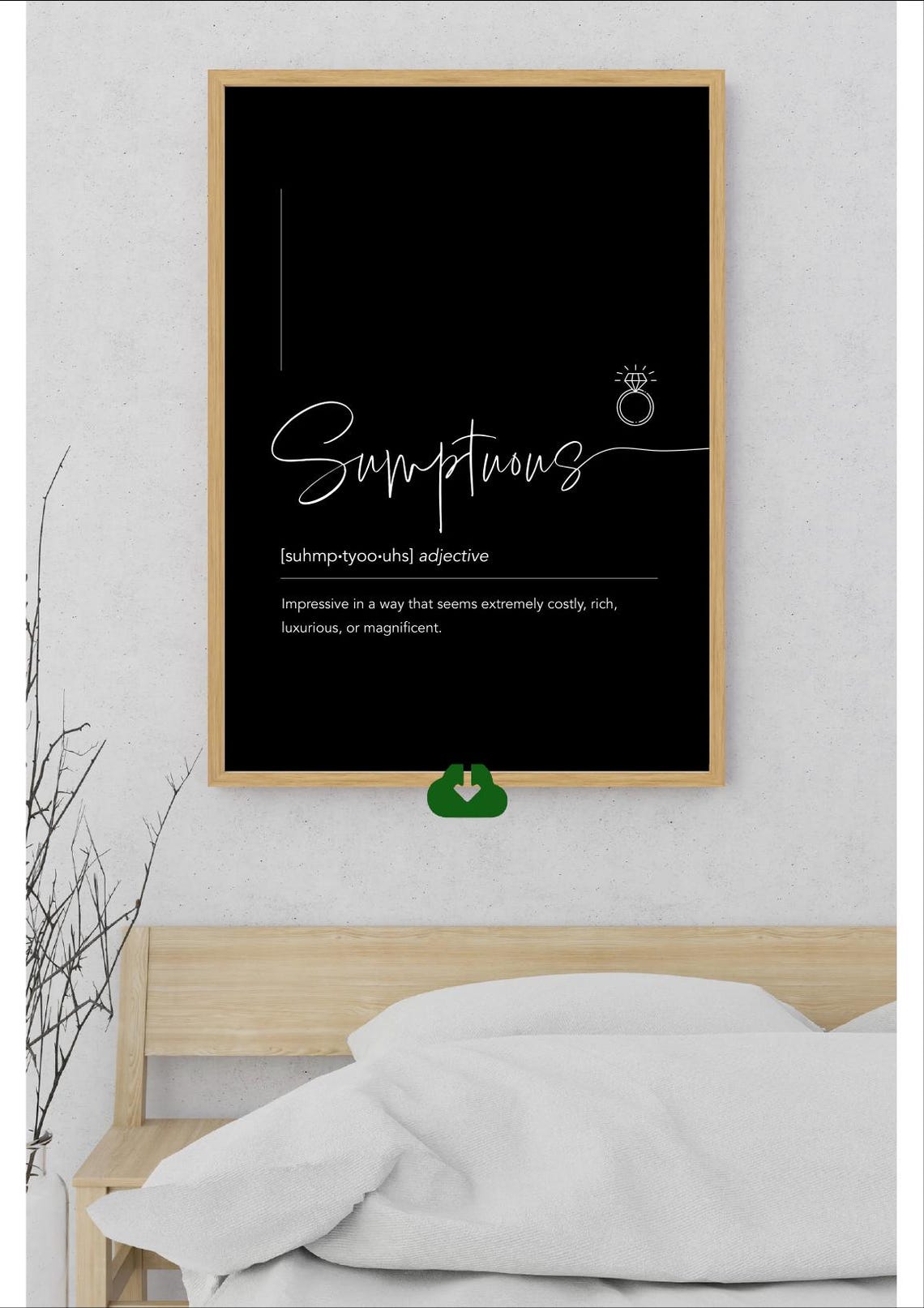 Sumptuous Script Definition Black Luxurious Diamond Ring Art Poster