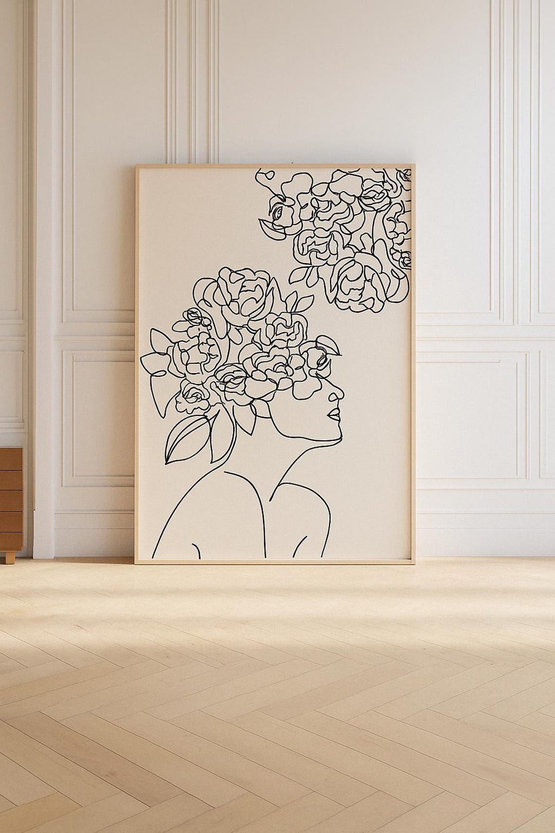 Minimalist Floral Woman Face One Line Art Modern Decor Poster