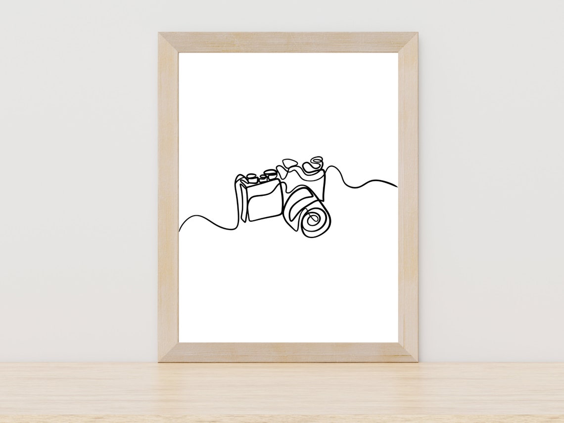DSLR Camera One Line Drawing Minimalist Photography Lover Gift Poster