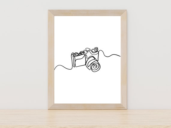 Minimalist Dslr Camera Line Art Photography Equipment Print Continuous Drawing Sketch Photographer Gift Art