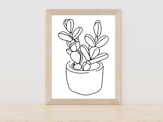 Plant Line Drawing Botanical Wall Art, Minimal Art Print