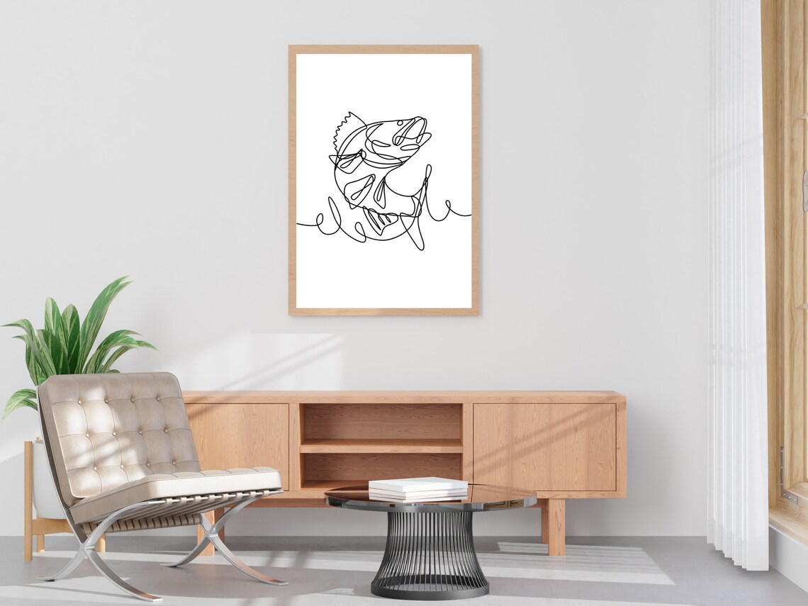Fish Line Art, Minimal Ocean Wall Art Print - Image 4