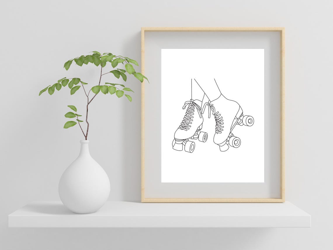 Roller Skates Line Art Retro Quad Skates Nostalgic Decor Poster - Image 2