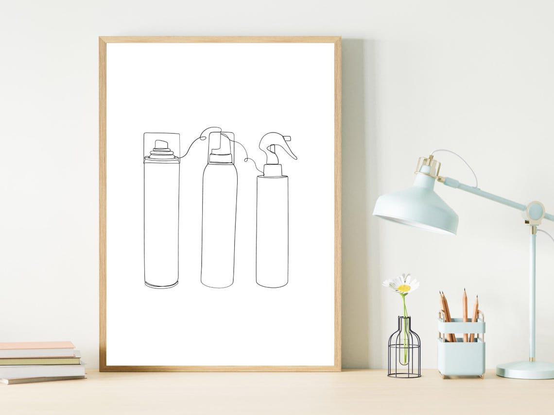 Hairspray Line Art Hairdresser Line Art Hair Salon Decor Hair Dresser Decor Hair Stylist Wall Art Barber Decor Hair Style Wall Artwork - Image 2