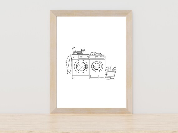 Washer And Dryer Line Art Laundry Wall Decor Laundry Line Art Laundry Room Wall Art Washer And Dryer Sketch Minimal Laundry Room Decor