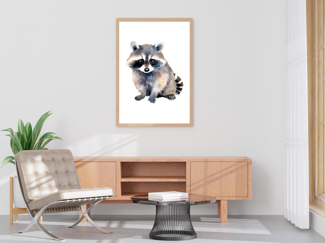 Cute Baby Raccoon Watercolor Woodland Nursery Animal Art Poster - Image 4