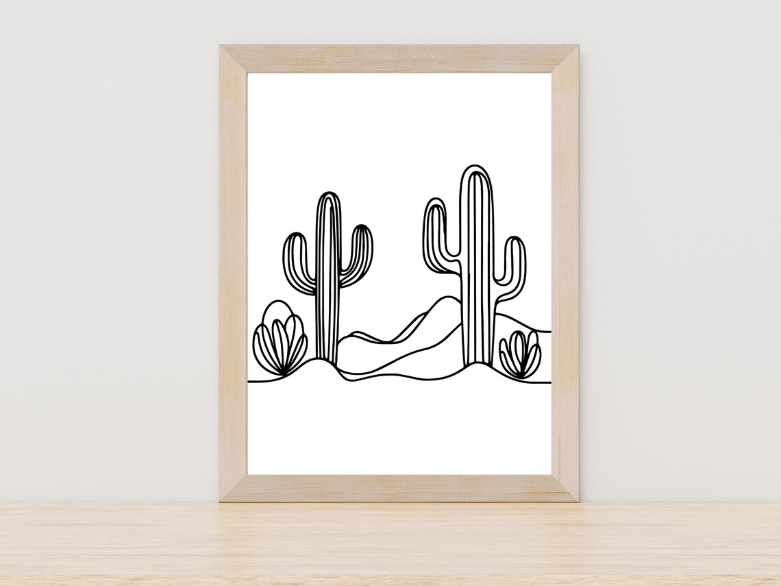 Cactus Desert Line Art Saguaro Minimalist Southwest Plant Wall Poster