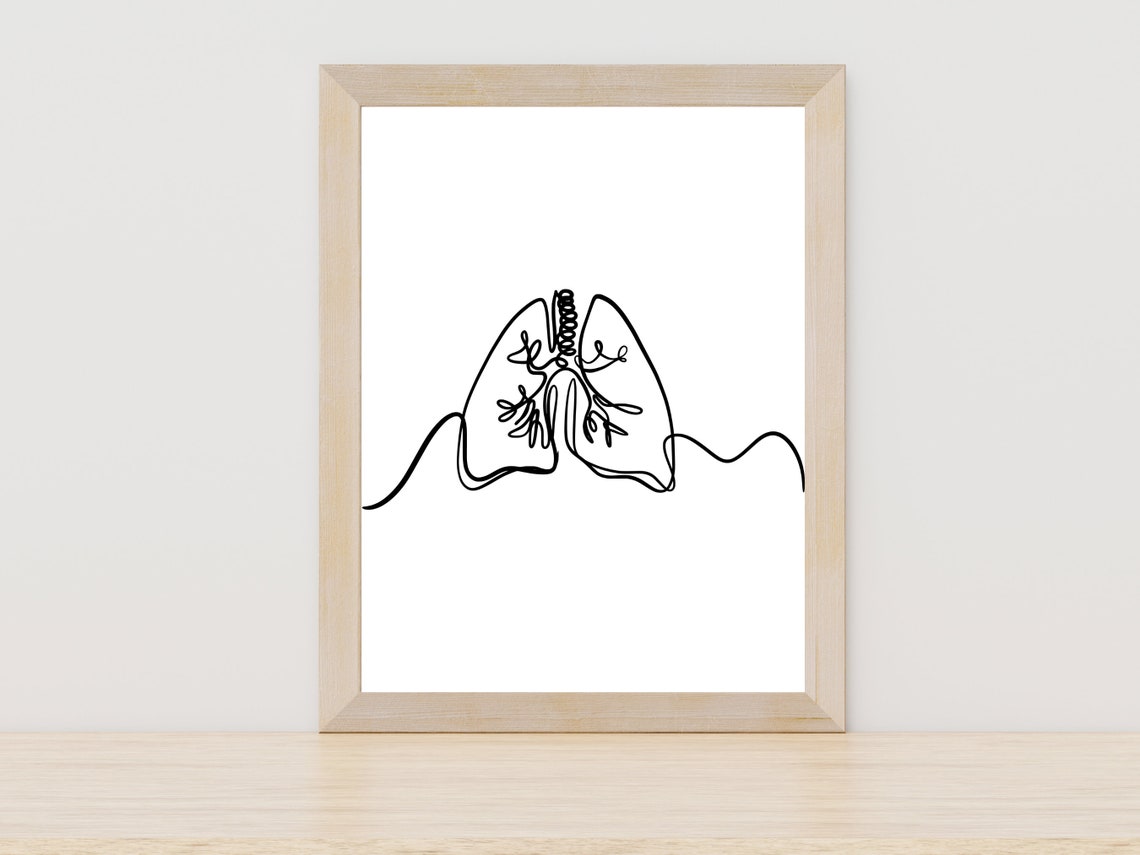 Human Lungs One Line Art Anatomy Medical Gift Doctor Decor Wall Art
