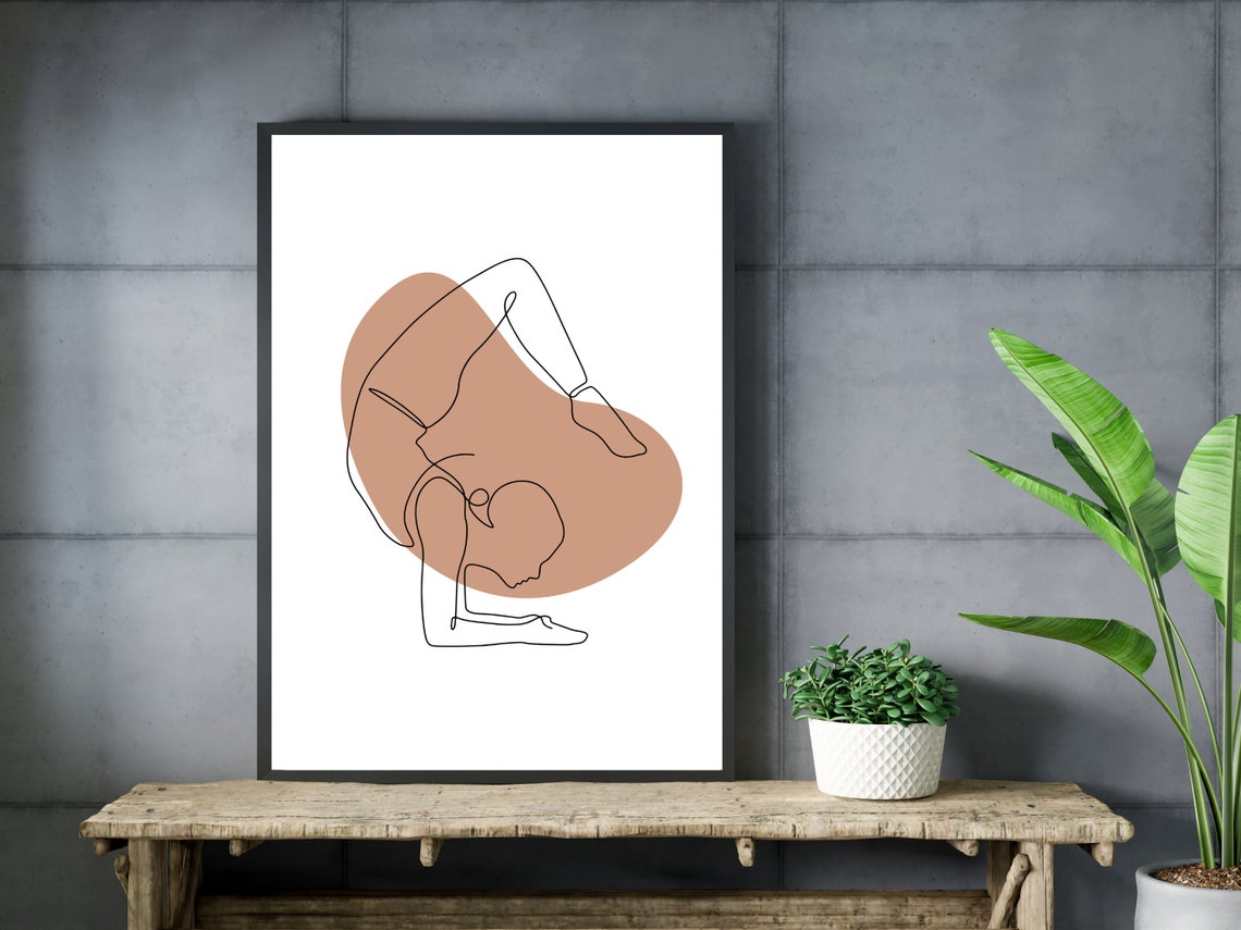 Yoga Pose One Line Art Boho Terracotta Wellness Studio Decor Wall Art - Image 3