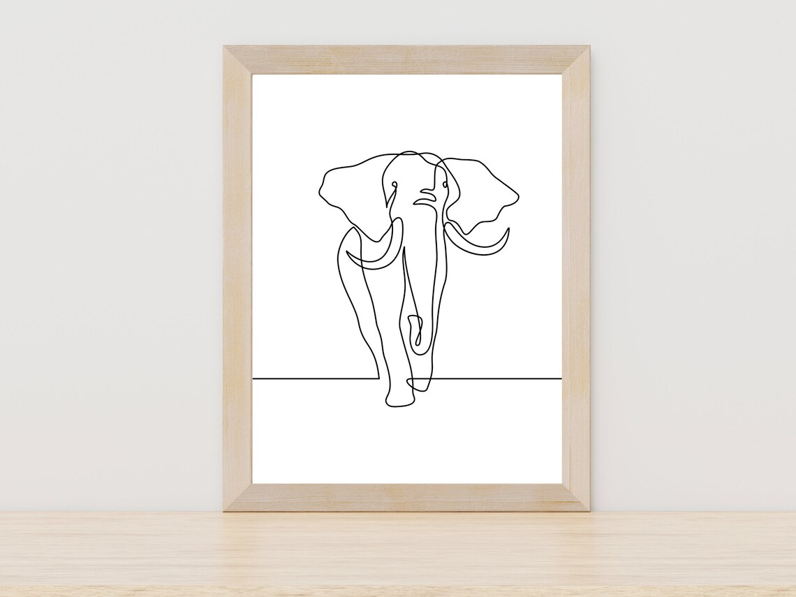 Elephant Line Art Minimalist Nursery Art Print