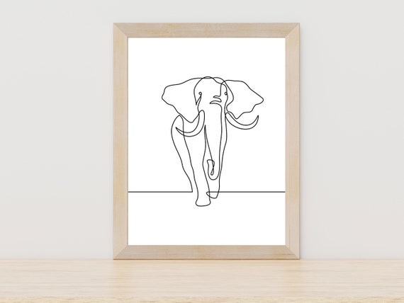 Elephant Line Art Minimalist Nursery Art Print
