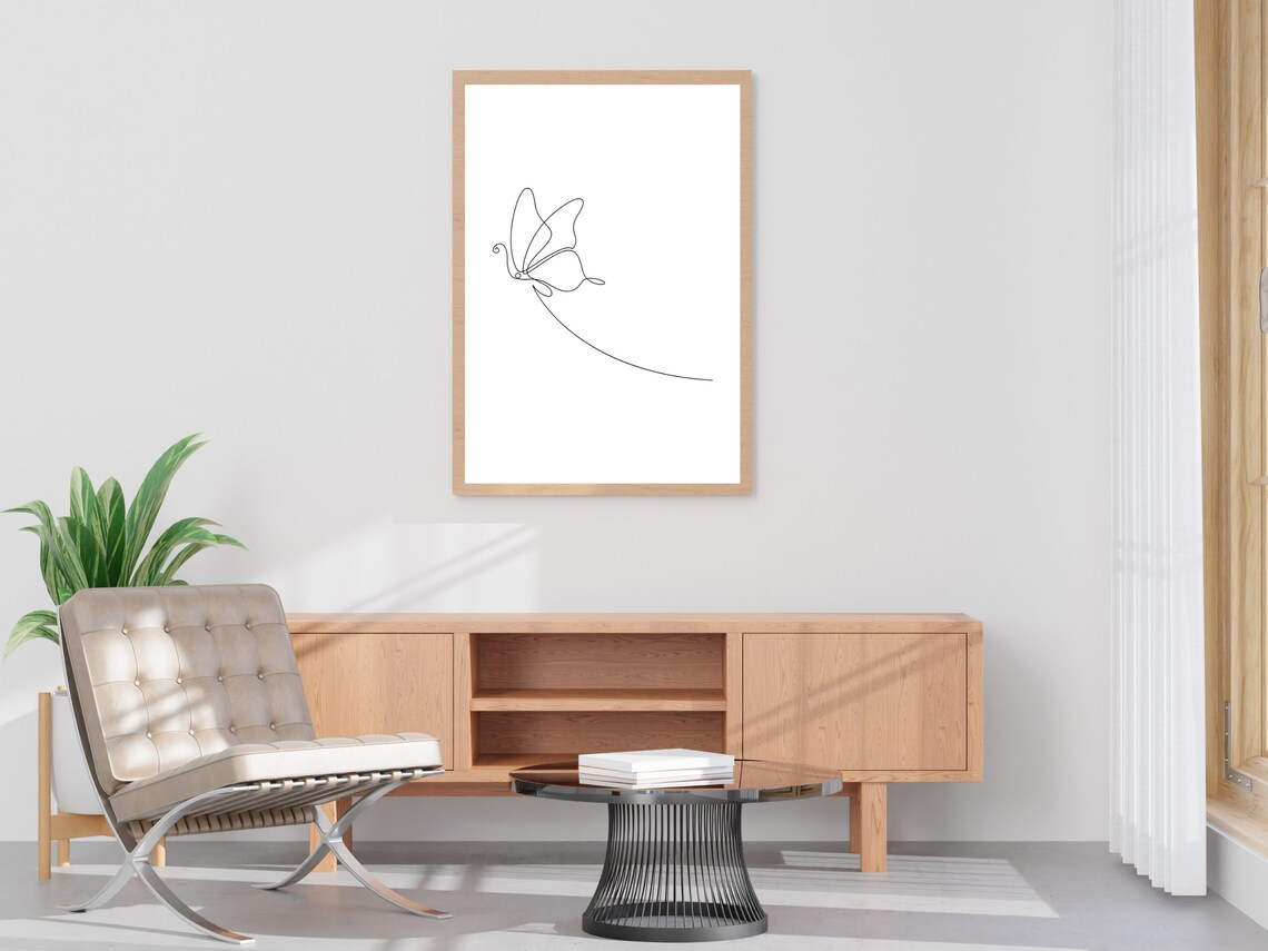 Butterflies Line Art Minimalist Wall Art Print - Image 4